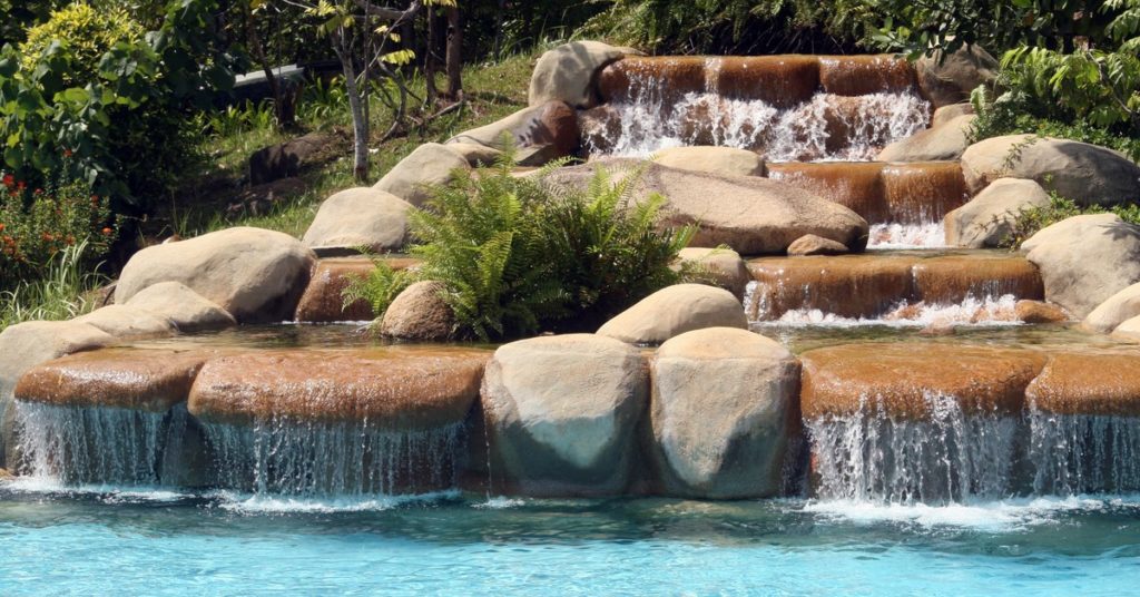 Natural Rock Water Features For Swimming Pools, Waterfall