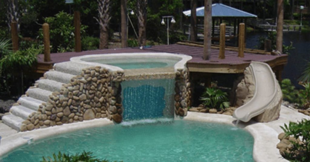 Natural Rock Water Features For Swimming Pools, Spillover Spa